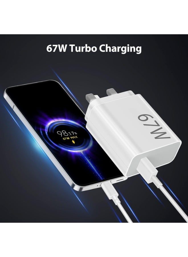 شاحن Xiaomi 67W Mi سريع لشاحن الحائط لجهاز Xiaomi 17 15 14T 14 Ultra 13 12 14t 13t 12t 12s Pro Lite Redmi Note K90 K80 K70 K60 K50 11 11s 12 Pro 15 13 14 Pro Plus Poco X8 X7 X6 X5 F8 F7 F6 F5 X5 F4 X4 Gt Black Shark Mix Fold 2 3 4 5 6 ,3ft 3A كابل نوع C - Image 1